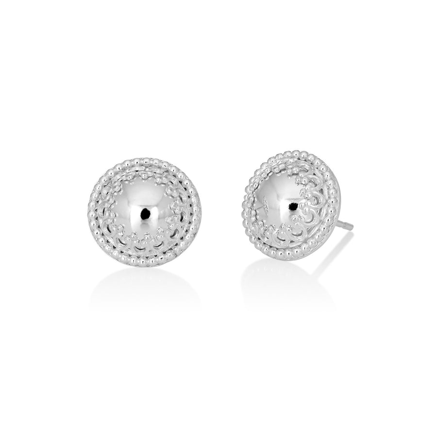 Reflections: Sterling Mirror Finish Dome Stud Earrings