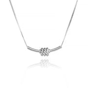 Tube Bar Necklace with Spinning Rings Sterling Silver Sliding Contemporary