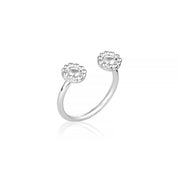 Reflections: Sterling Silver Open Ring High Polished Beaded Accent Handmade Contemporary