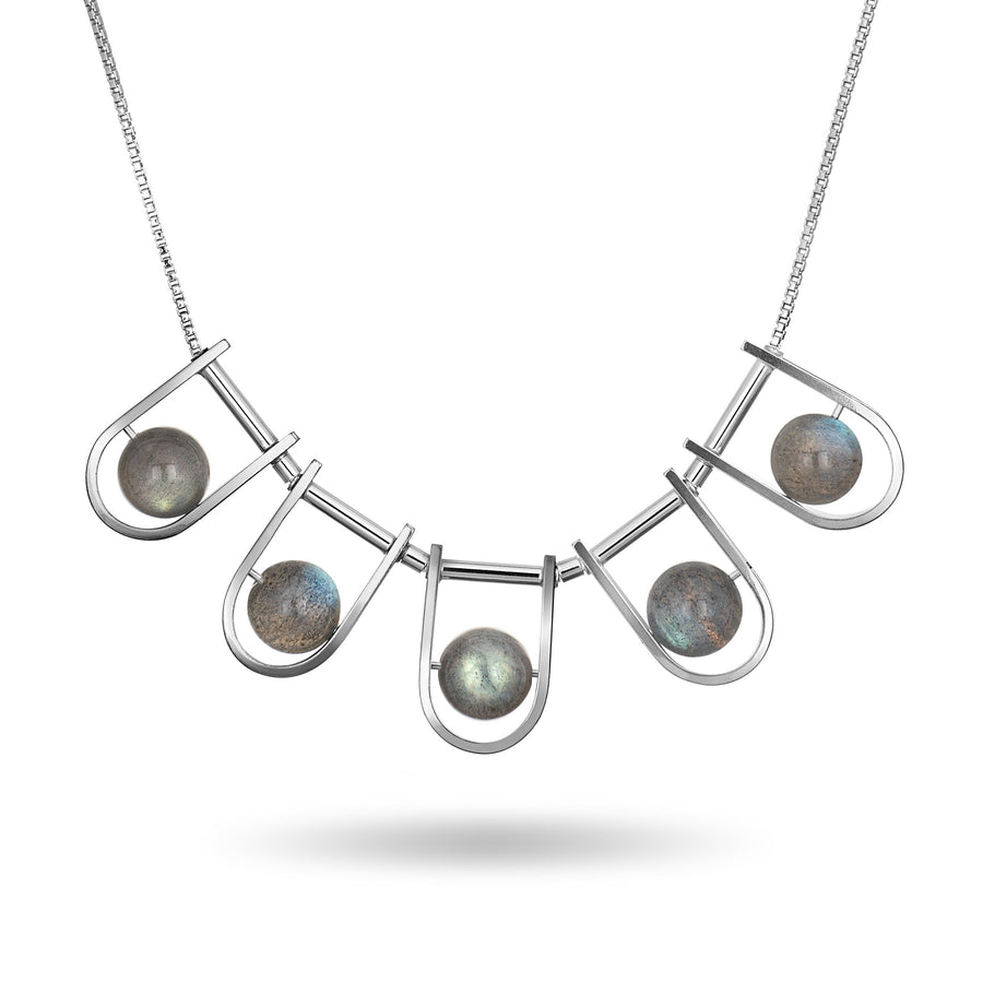 Five Orb Collar Necklace - Labradorite