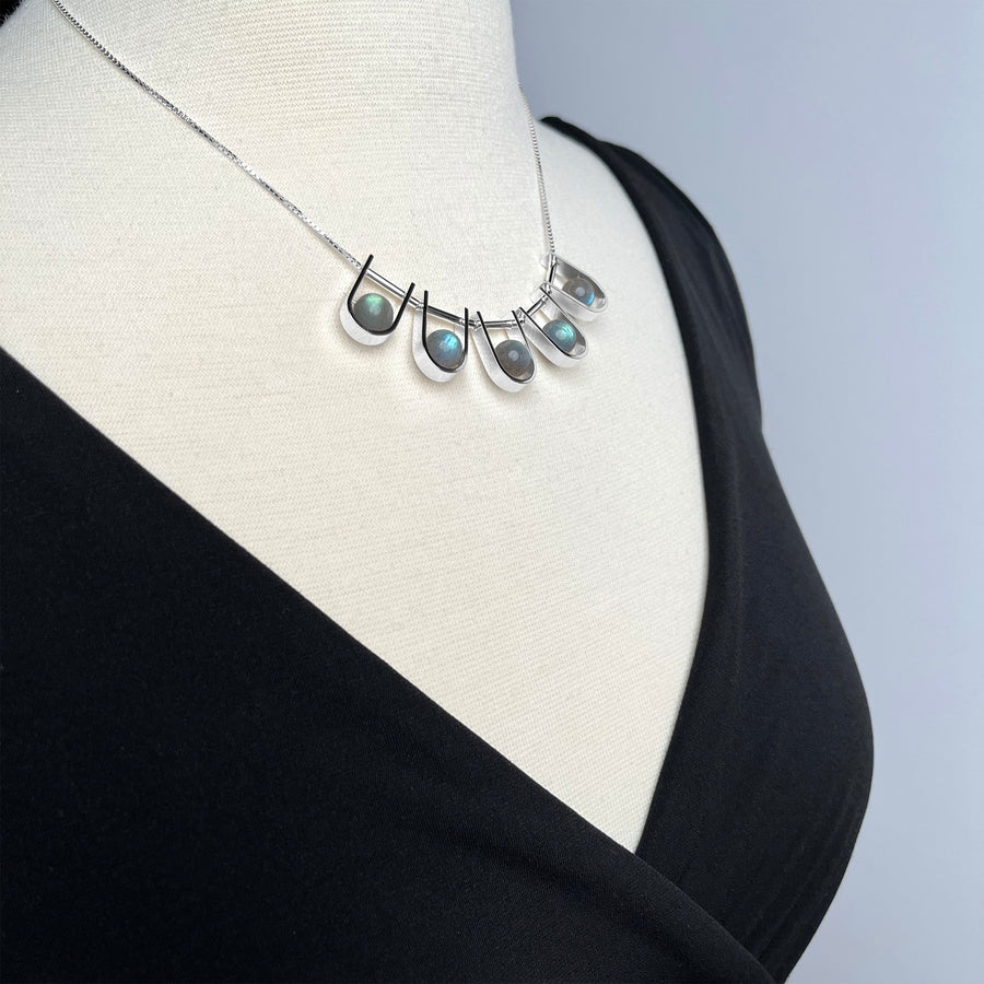 Five Orb Collar Necklace - Labradorite