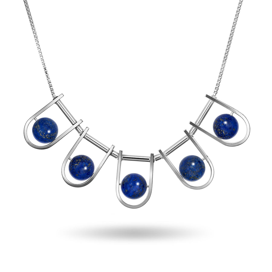 Five Orb Collar Necklace - Lapis Lazuli