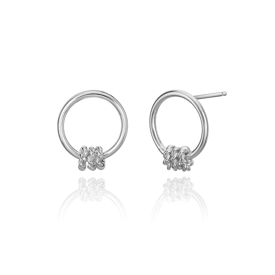 SPINNER: Small Hoop Stud Earrings with Spinning Ring Accents