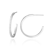Sterling Silver 1 Inch Hoop Earrings Fine Line Texture