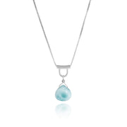 U-Tube Petite Larimar Necklace Sterling Silver, Pear/Heart Shaped, Handmade Sliding Necklace