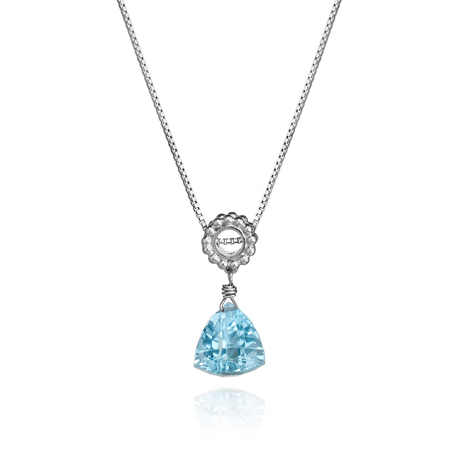 Trillion Sky Blue Topaz Designer Necklace Sterling Silver