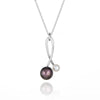 Black & White Pearl Orb Necklace Sterling Silver Handmade Contemporary